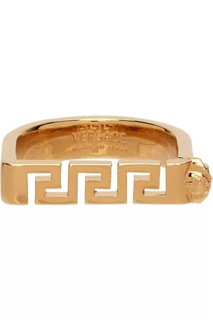 VERSACE Men Gold Rings - Gold Greca Bar Ring