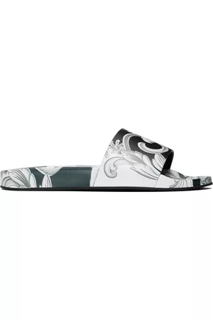 VERSACE Men Sandals - Black & White Baroque Slides