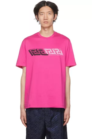 VERSACE Men T-Shirts - Pink 'La Greca' T-Shirt