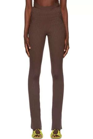 ANDREADAMO Women Pants - Brown Cut-Out Trousers