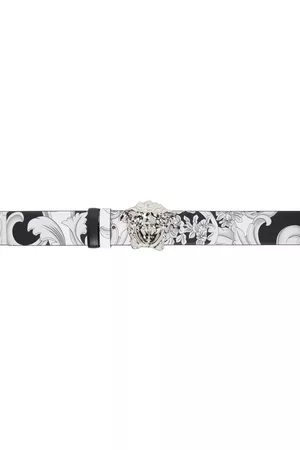 VERSACE Men Belts - White & Black Reversible La Medusa Belt
