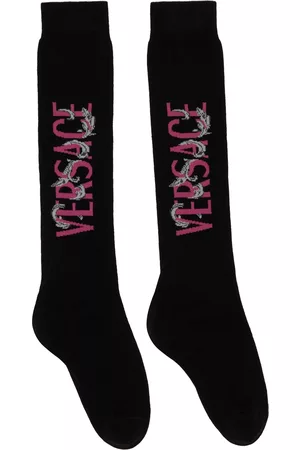 VERSACE Men Socks - Black & Pink Logo Socks