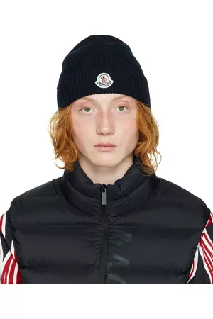 Moncler Men Beanies - Navy Virgin Wool Beanie