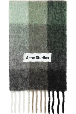 Acne Studios Women Scarves - Black Mohair Check Scarf