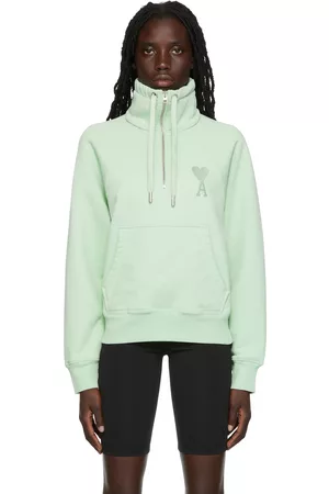 AMI Alexandre Mattiussi Green Ami de Cœur Half-Zip Sweatshirt