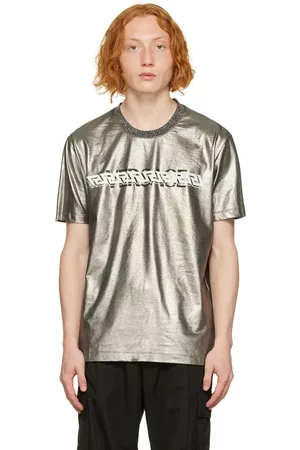VERSACE Men T-Shirts - Silver Metallic T-Shirt