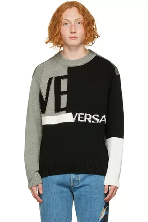 VERSACE Men Tops - Black Intarsia Sweater