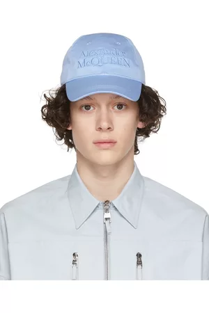 Alexander McQueen Men Caps - Blue Signature Baseball Cap