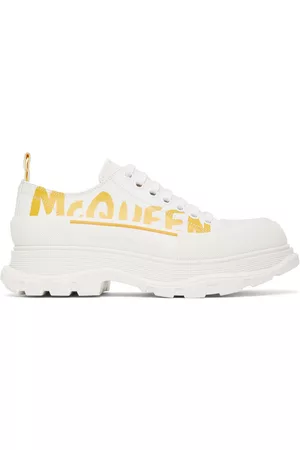 Alexander McQueen Men Low Top & Lifestyle Sneakers - White Graffiti Tread Slick Low-Top Sneakers