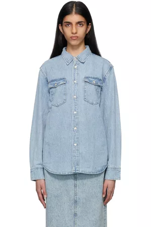 WARDROBE.NYC Women Denim Shirts - Faded Denim Shirt