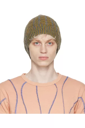 Acne Studios Men Beanies - Yellow Cable Knit Beanie