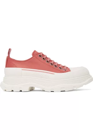 Alexander McQueen Women Canvas Sneakers - White & Pink Tread Slick Sneakers