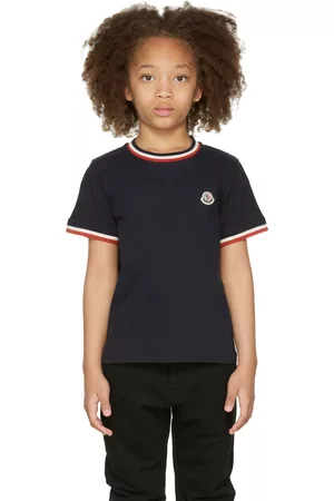 Moncler Kids Navy Tricolor Trim T-Shirt