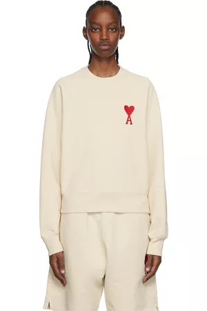 Ami Women Sweatshirts - SSENSE Exclusive Beige Ami De Cœur Sweatshirt
