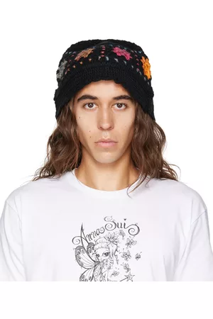 Anna Sui SSENSE Exclusive Black Crochet Bucket Hat
