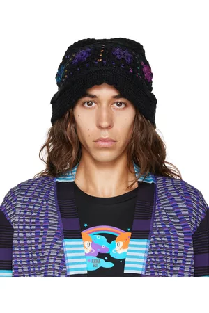 Anna Sui SSENSE Exclusive Black Crochet Bucket Hat