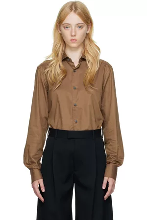 Z Zegna Women Twill Shirts - Brown Cotton Shirt