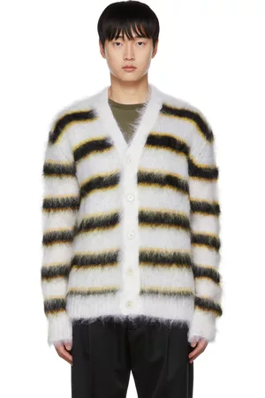 Marni Men Sweatshirts - Off-White Striped Cardigan