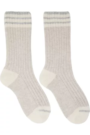 Brunello Cucinelli Men Socks - Beige Striped Socks