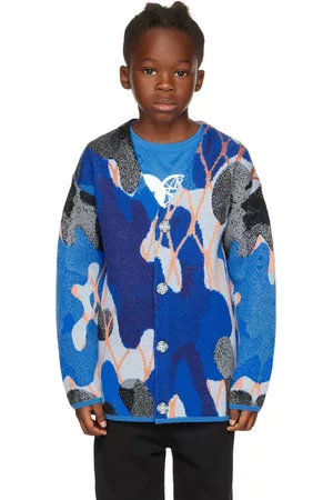 Burberry Kids Blue Camouflage Cardigan