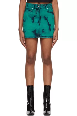 Msgm Women Mini Skirts - SSENSE Exclusive Green Tie-Dye Miniskirt