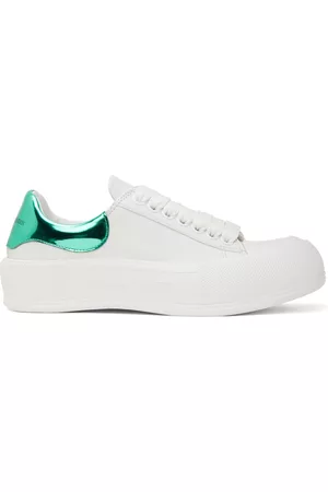 Alexander McQueen Women Casual Shoes - White & Green Deck Plimsoll Sneakers