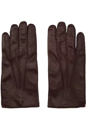 DRIES VAN NOTEN Burgundy Leather Gloves
