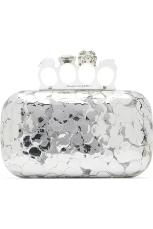 Alexander McQueen Silver Skull Four Ring Clutch
