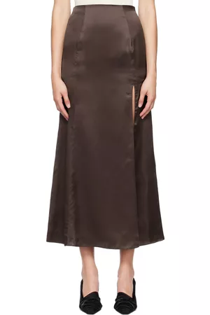 BITE Women Maxi Skirts - Brown Organic Silk Maxi Skirt