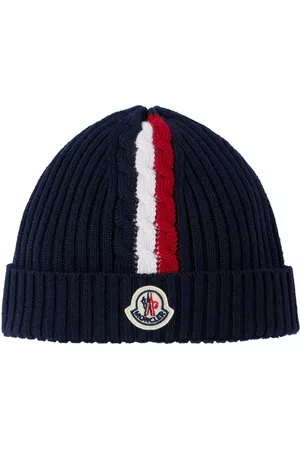 Moncler Baby Navy Cable Knit Beanie