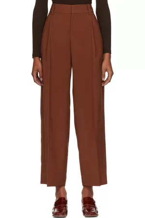 Vince Women Twill Pants - Brown Drapey Trousers