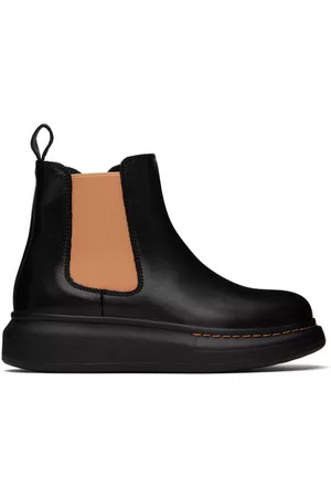 Alexander McQueen Boots - Kids Black & Orange Oversized Chelsea Boots