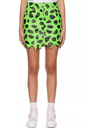 Moschino Women Mini Skirts - Green The Flintstones Edition Leather Miniskirt