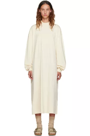 Essentials Off-White Long Sleeve Midi Dress