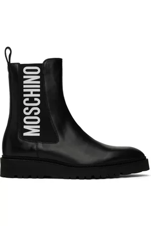 Moschino Men Chelsea Boots - Black Logo Chelsea Boots