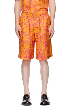 VERSACE Men Twill Shorts - Pink & Orange Barocco Shorts