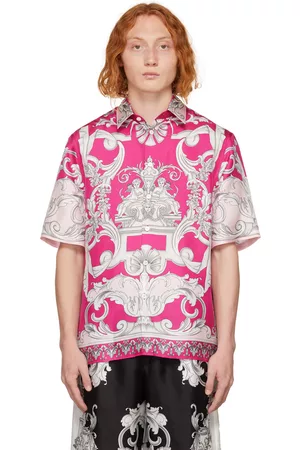 VERSACE Men Twill Shirts - Pink Baroque Shirt