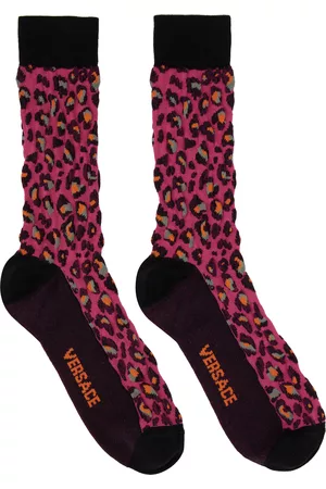 VERSACE Men Socks - Pink Leopard Socks