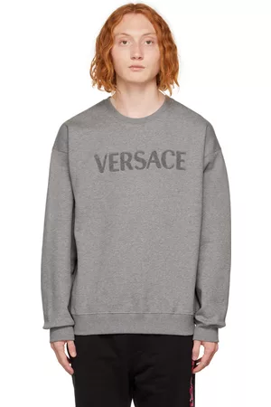 VERSACE Men Sweatshirts - Gray Embroidered Sweatshirt