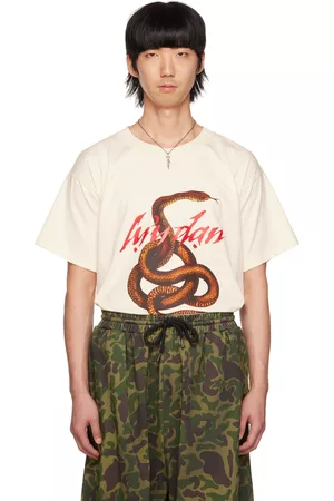 LU’U DAN Men Oversized T-Shirts - Off-White Knotted Snake Oversized Concert T-Shirt