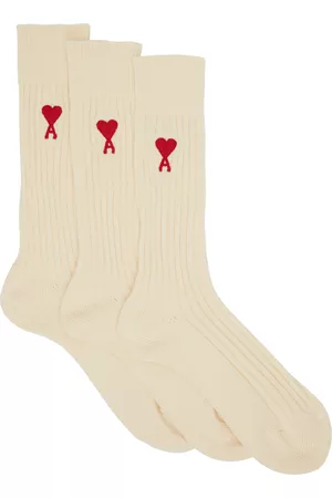Ami Men Socks - Three-Pack Off-White Ami de Cœur Socks