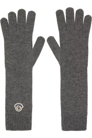 Moncler Women Gloves - Gray Logo Patch Gloves