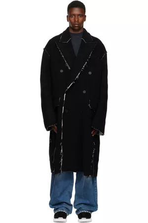 Balenciaga Men Coats - Black Raw Edge Coat