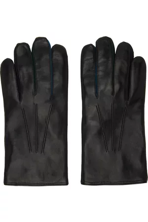 Paul Smith Black Concertina Leather Gloves