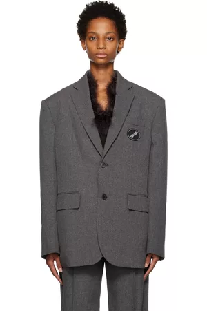 We11 Done Women Oversized Blazers - Gray Oversized Suit Blazer
