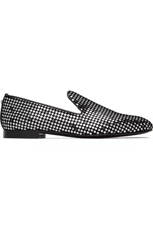 VERSACE Men Loafers - Black & Silver Studded Loafers