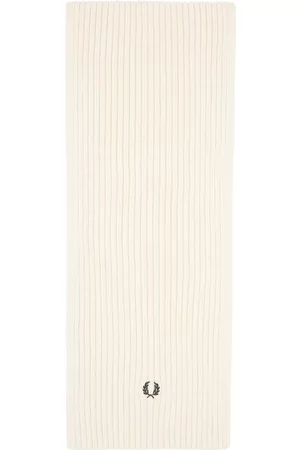 Fred Perry Men Scarves - Off-White & Black Ribbed Scarf