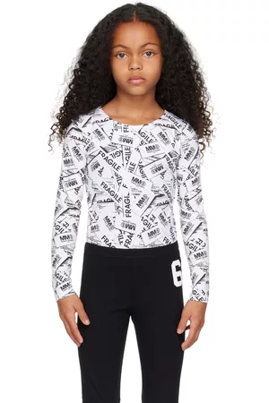Maison Margiela Kids White Fragile Logo Bodysuit