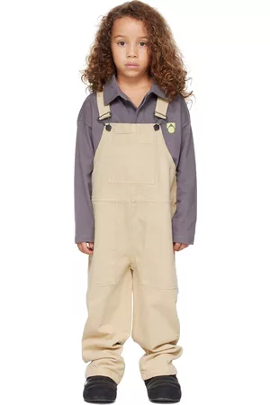 Main Story Kids Beige Garment-Dyed Dungarees