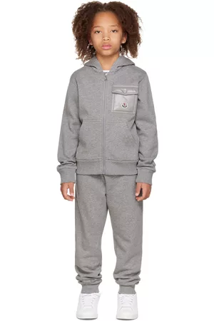 Moncler Kids Gray Patch Sweatsuit Set